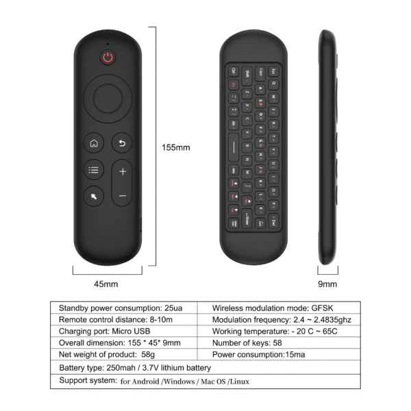 2.4G BT 5.2 Remote Control Wireless Gyroscope Air Mouse 7 Color Backlight USB Receiver Mini Keyboard for Android Smart TV Box PC - Image 6