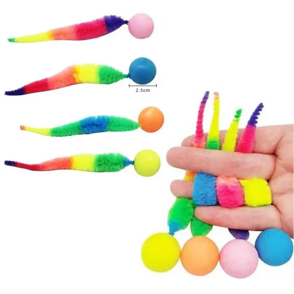 Cat interactive toys Tickle Cat Colorful bouncing ball Pet supplies Puzzle teasing indoor cat worm caterpillar elastic toy - Image 6