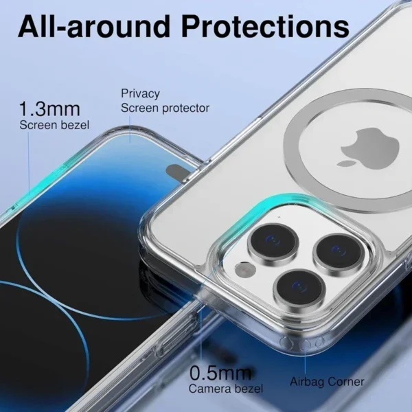 Magnetic Original Clear Case For iPhone 16 15 14 13 12 11 Pro Max Plus mini XS XR Funda For Magsafe Silicone Transparent Cover - Image 5