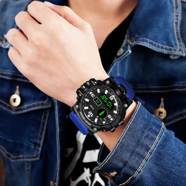 YIKAZE Sports Watch Men's LED Digital Watches Multifunction Military Clock Big Dial Waterproof Fitness Electronic Watch For Man - Image 2