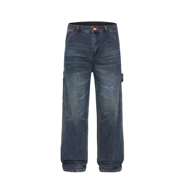 Men's Loose Fit Carpenter Jeans Workwear Denim Pants Multi Pockets Straight Leg No Stretch Vintage Utility Trousers Cargo jeans