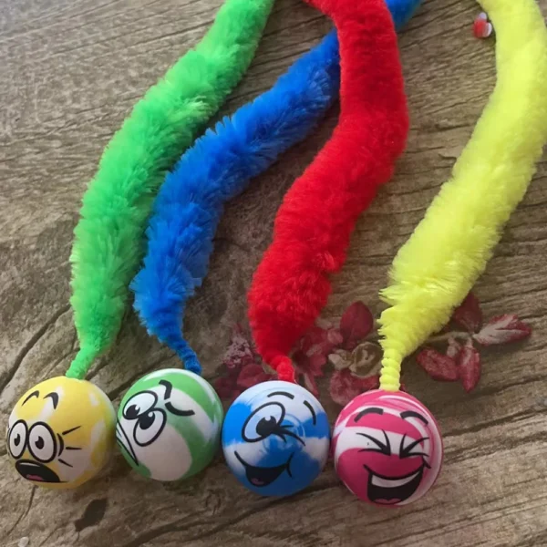 Cat interactive toys Tickle Cat Colorful bouncing ball Pet supplies Puzzle teasing indoor cat worm caterpillar elastic toy - Image 2