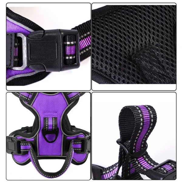 Adjustable Nylon Dog Harness Vest Reflective Soft Breathable No Pull Dog Harness Pet Harness Leash For Small Large Dogs - Image 3