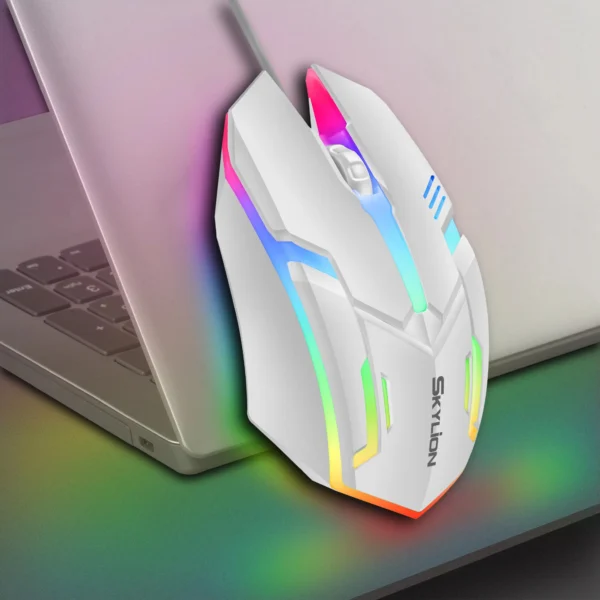 F1 Wired 3 Keys Mouse Colorful Lighting Gaming and Office For Microsoft Windows and Apple IOS System - Image 4