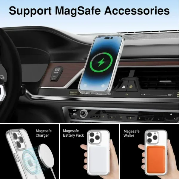 Magnetic Original Clear Case For iPhone 16 15 14 13 12 11 Pro Max Plus mini XS XR Funda For Magsafe Silicone Transparent Cover - Image 4