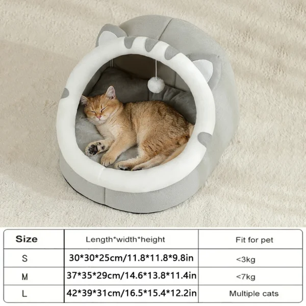 Super Cat Bed Warm Pet House Kitten Cave Cushion Cat House Warm Sleeping Dog Basket Tent Small Dog Mat Supplies Bed For Cats - Image 2