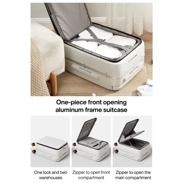 Mixi New Design Wide Handle Suitcase Men Carry-On Luggage Women Travel Trolley Case 20 Inch Cabin PC Aluminum Frame M9275 - Image 3