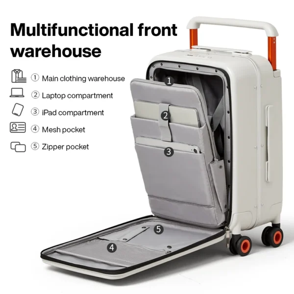 Mixi New Design Wide Handle Suitcase Men Carry-On Luggage Women Travel Trolley Case 20 Inch Cabin PC Aluminum Frame M9275 - Image 2
